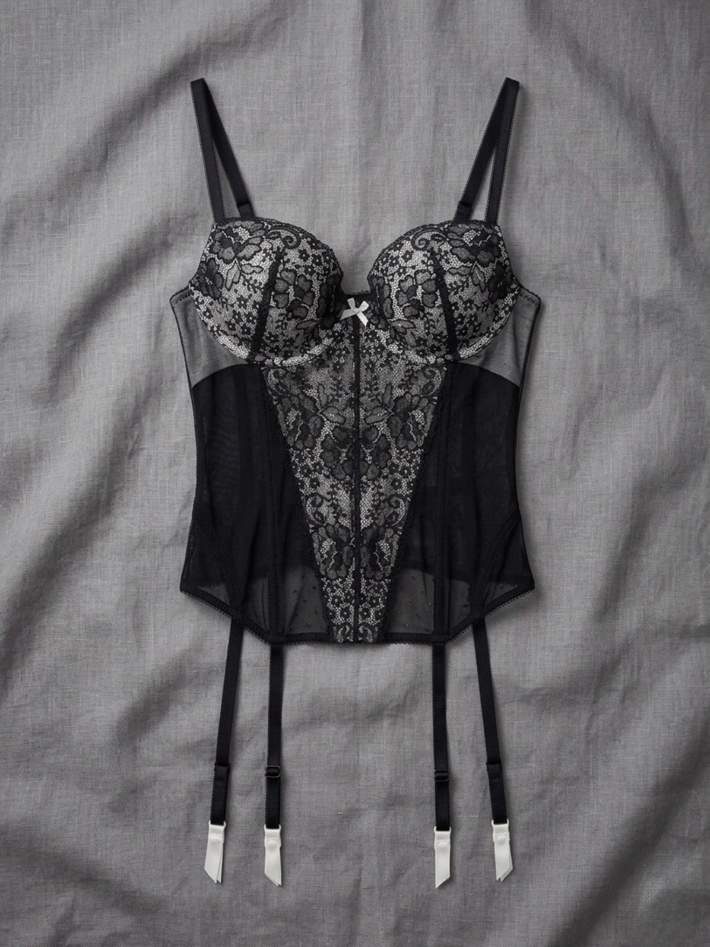 Victoria's Secret (Very Sexy) Black Lace Bustier with Garter Straps